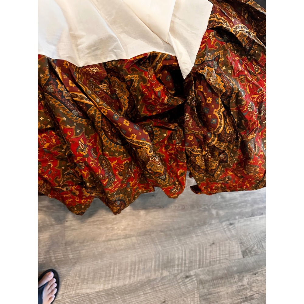 Ralph Lauren Home Vintage Twin Bedskirt Set of 2 Red Paisley Made in USA Cotton